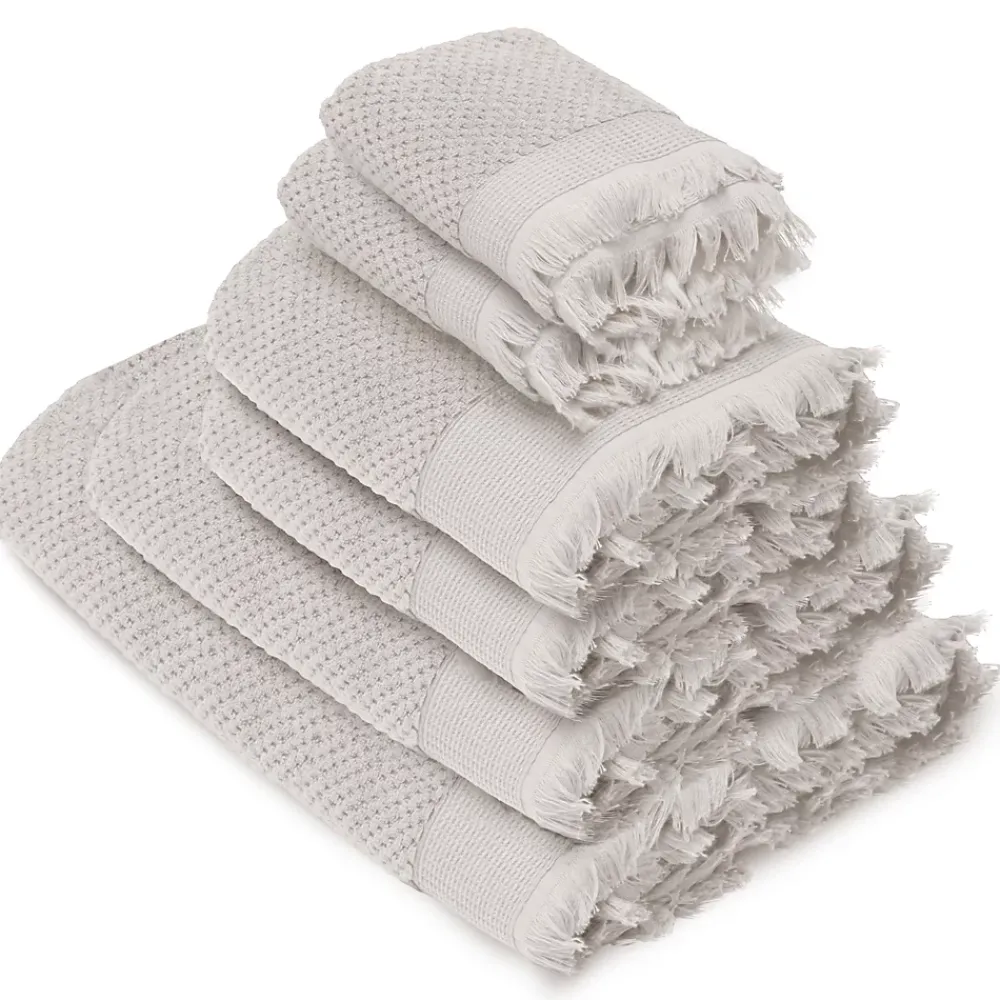 Linnea Parure de bain TETHYS 6 pièces micro-coton blanc Perle