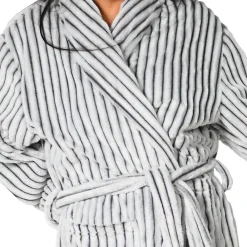 Sensei Maison Peignoir polaire homme femme côtelé extra doux Blanc/Anthracite M KASH