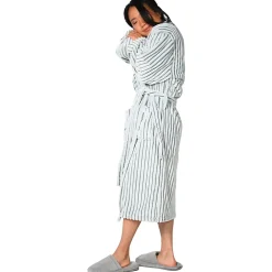 Peignoir De Bain|Sensei Maison Peignoir polaire homme femme côtelé extra doux Blanc/Lichen XL KASH