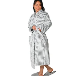 Sensei Maison Peignoir polaire homme femme côtelé extra doux Blanc/Anthracite XL KASH