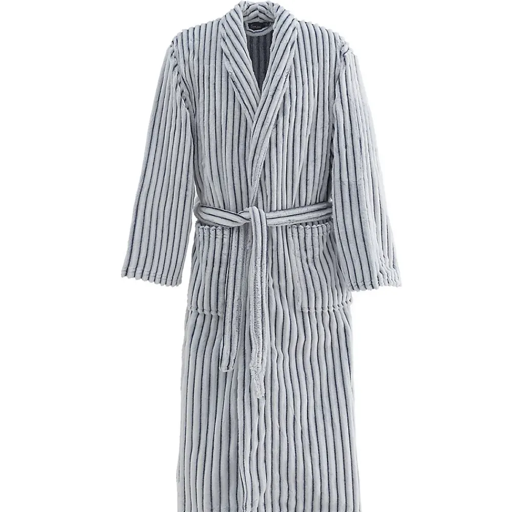 Sensei Maison Peignoir polaire homme femme côtelé extra doux Blanc/Denim XXL KASH