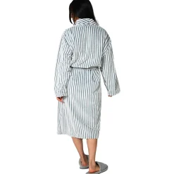 Sensei Maison Peignoir polaire homme femme côtelé extra doux Blanc/Denim XXL KASH