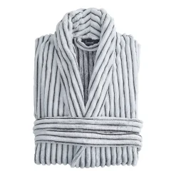 Sensei Maison Peignoir polaire homme femme côtelé extra doux Blanc/Anthracite L KASH