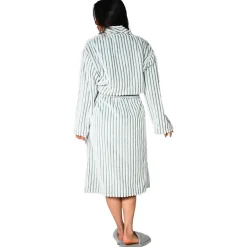 Peignoir De Bain|Sensei Maison Peignoir polaire homme femme côtelé extra doux Blanc/Lichen S KASH