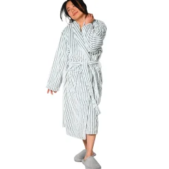 Peignoir De Bain|Sensei Maison Peignoir polaire homme femme côtelé extra doux Blanc/Lichen S KASH