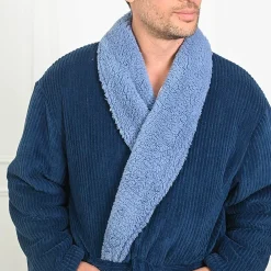 Peignoir De Bain|Sensei Maison Peignoir polaire mixte côtelé ultra chaud Denim M NOTTING HILL
