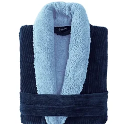 Peignoir De Bain|Sensei Maison Peignoir polaire mixte côtelé ultra chaud Denim L NOTTING HILL