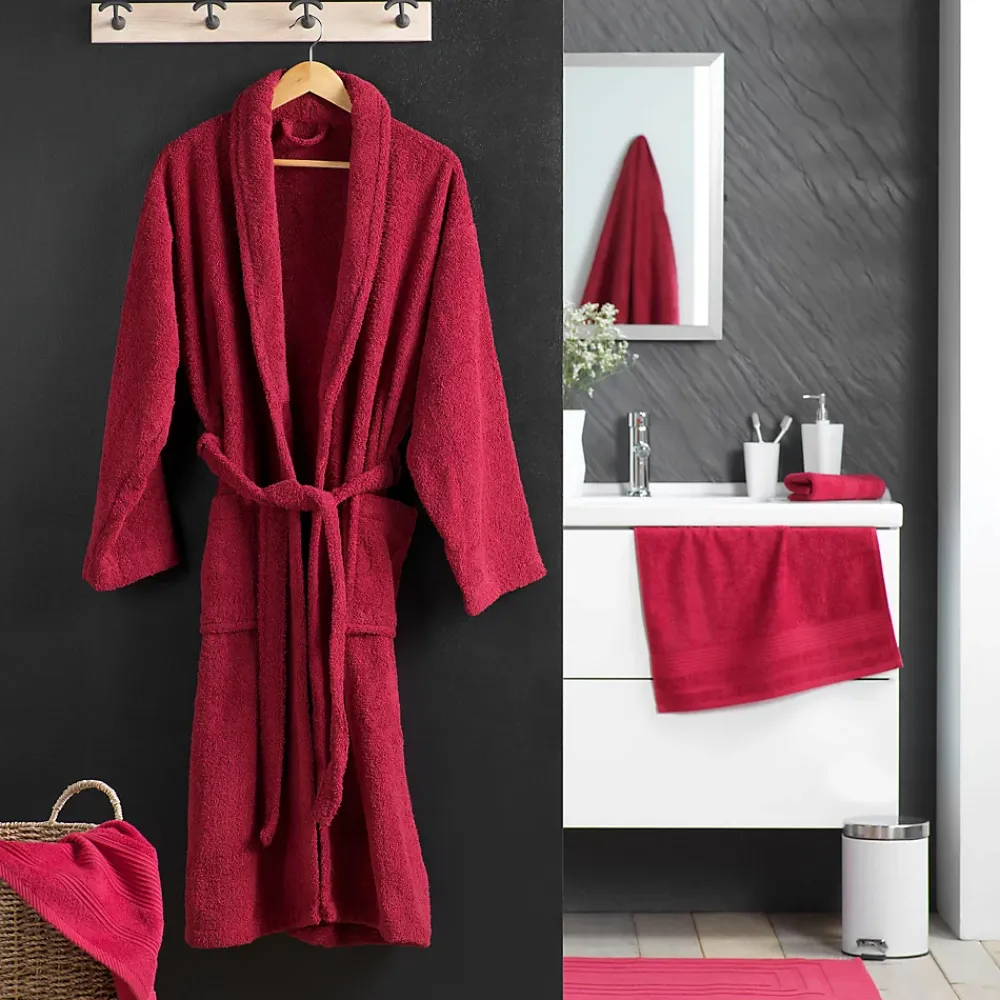 Serviette De Bain|Douceur D'Intérieur Peignoir uni à col châle (Taille Unique - Rouge)