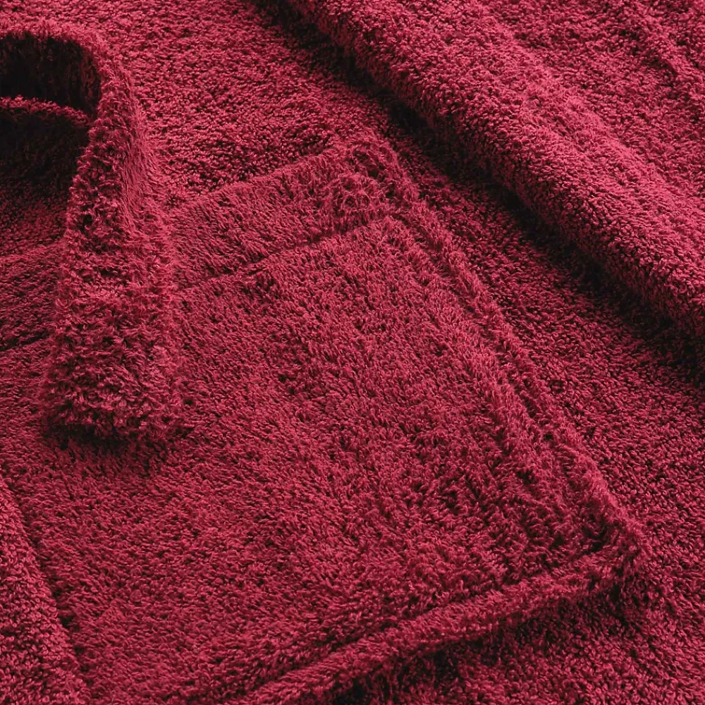 Serviette De Bain|Douceur D'Intérieur Peignoir uni à col châle (Taille Unique - Rouge)