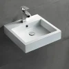 Bernstein Petit Lavabo design mural 45x45x12,5cm, Vasque suspendue en marbre coulé avec bonde Pop-up - Blanc - BS6050