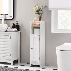 Calicosy Petit meuble de rangement 1 niche, 1 porte, 1 étagère - H80 cm
