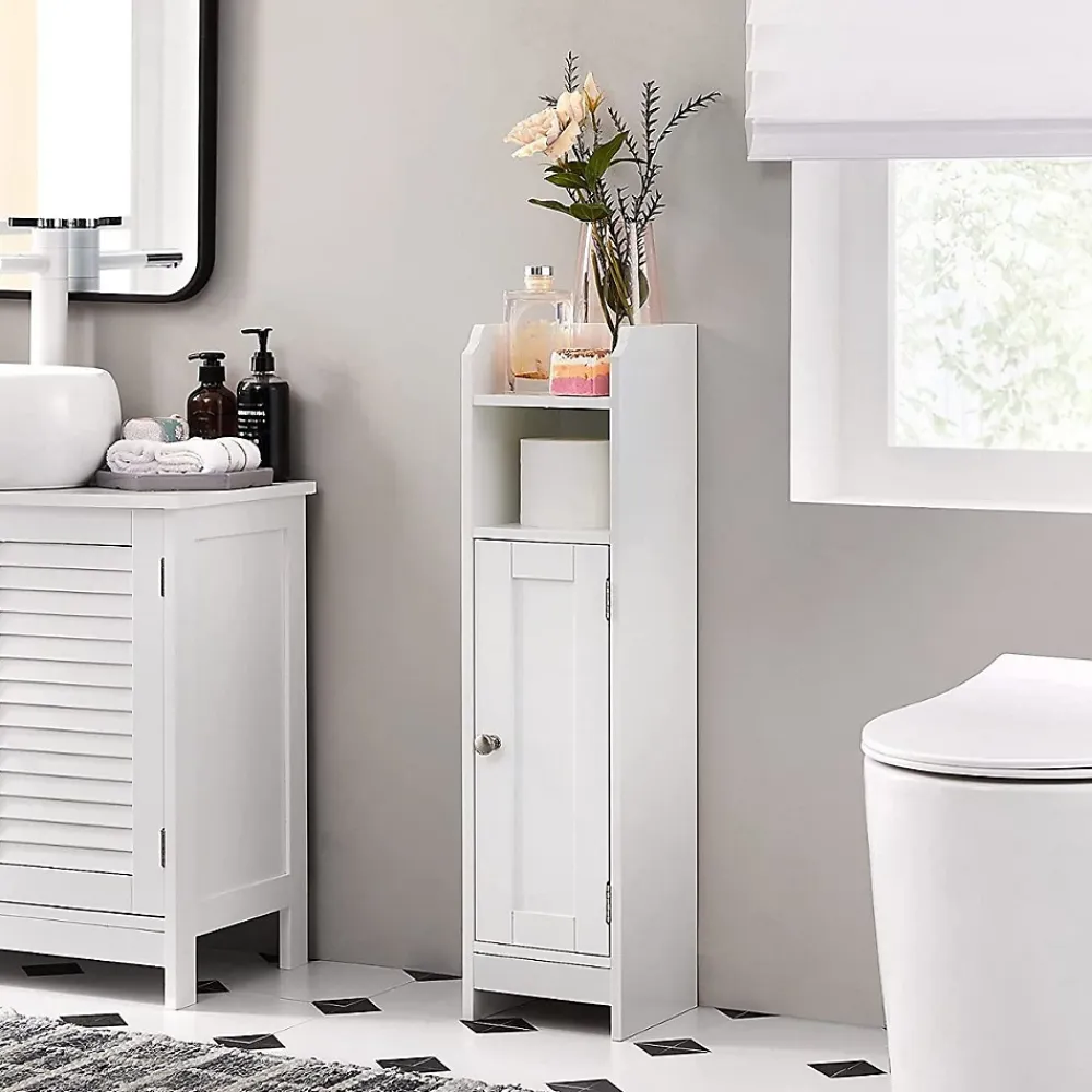 Calicosy Petit meuble de rangement 1 niche, 1 porte, 1 étagère - H80 cm