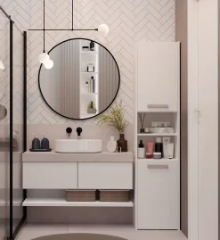 Colonne De Salle De Bains|Meuble De Salle De Bains Faible Profondeur|Topeshop PISA 40 - Colonne de salle de bain 30x40x170 - Meuble salle de bain - Rangement salle de bain - Colonne rangement