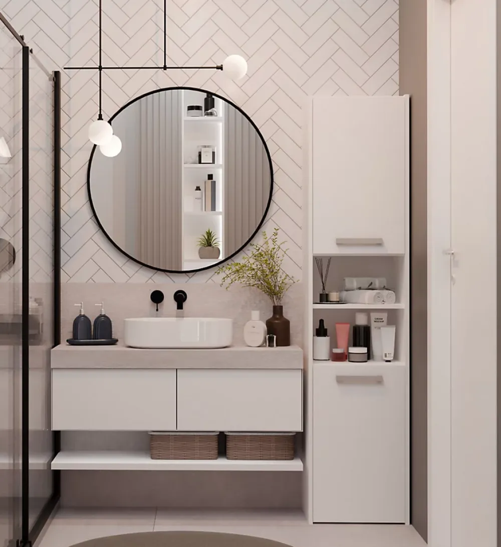 Colonne De Salle De Bains|Meuble De Salle De Bains Faible Profondeur|Topeshop PISA 40 - Colonne de salle de bain 30x40x170 - Meuble salle de bain - Rangement salle de bain - Colonne rangement