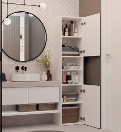 Colonne De Salle De Bains|Meuble De Salle De Bains Faible Profondeur|Topeshop PISA 40 - Colonne de salle de bain 30x40x170 - Meuble salle de bain - Rangement salle de bain - Colonne rangement