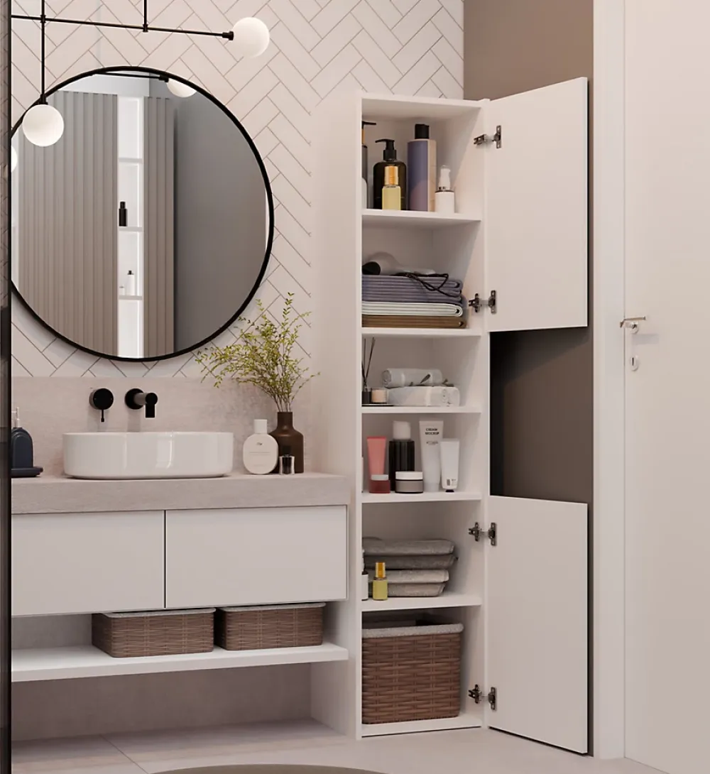 Colonne De Salle De Bains|Meuble De Salle De Bains Faible Profondeur|Topeshop PISA 40 - Colonne de salle de bain 30x40x170 - Meuble salle de bain - Rangement salle de bain - Colonne rangement