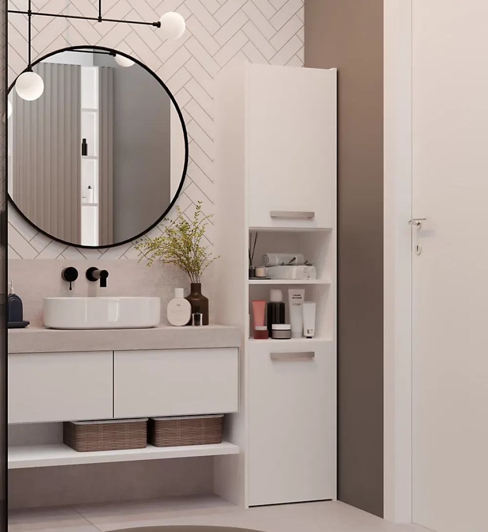 Colonne De Salle De Bains|Meuble De Salle De Bains Faible Profondeur|Topeshop PISA 40 - Colonne de salle de bain 30x40x170 - Meuble salle de bain - Rangement salle de bain - Colonne rangement