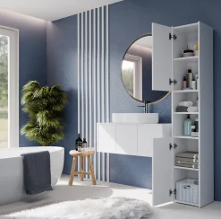 Meuble De Salle De Bains Faible Profondeur|Topeshop PISA - Colonne de salle de bain 30x30x170 - Meuble salle de bain - Rangement salle de bain - Colonne rangement