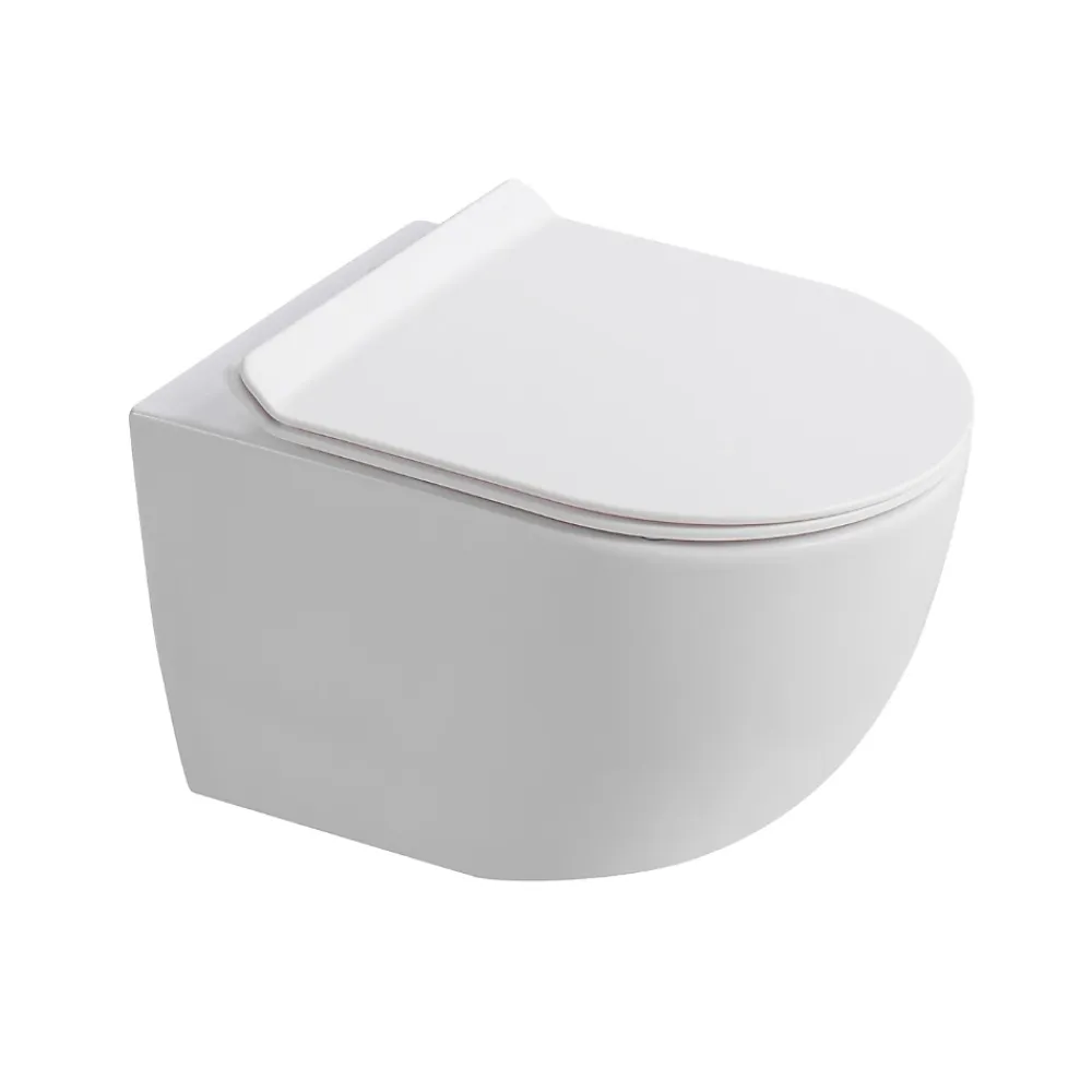Wc Suspendu|Ceramica PixL WC suspendu en céramique sans bride Tornado Quiet et fixations invisibles + abattant frein de chute, blanc (CEPX010RTORPWM)