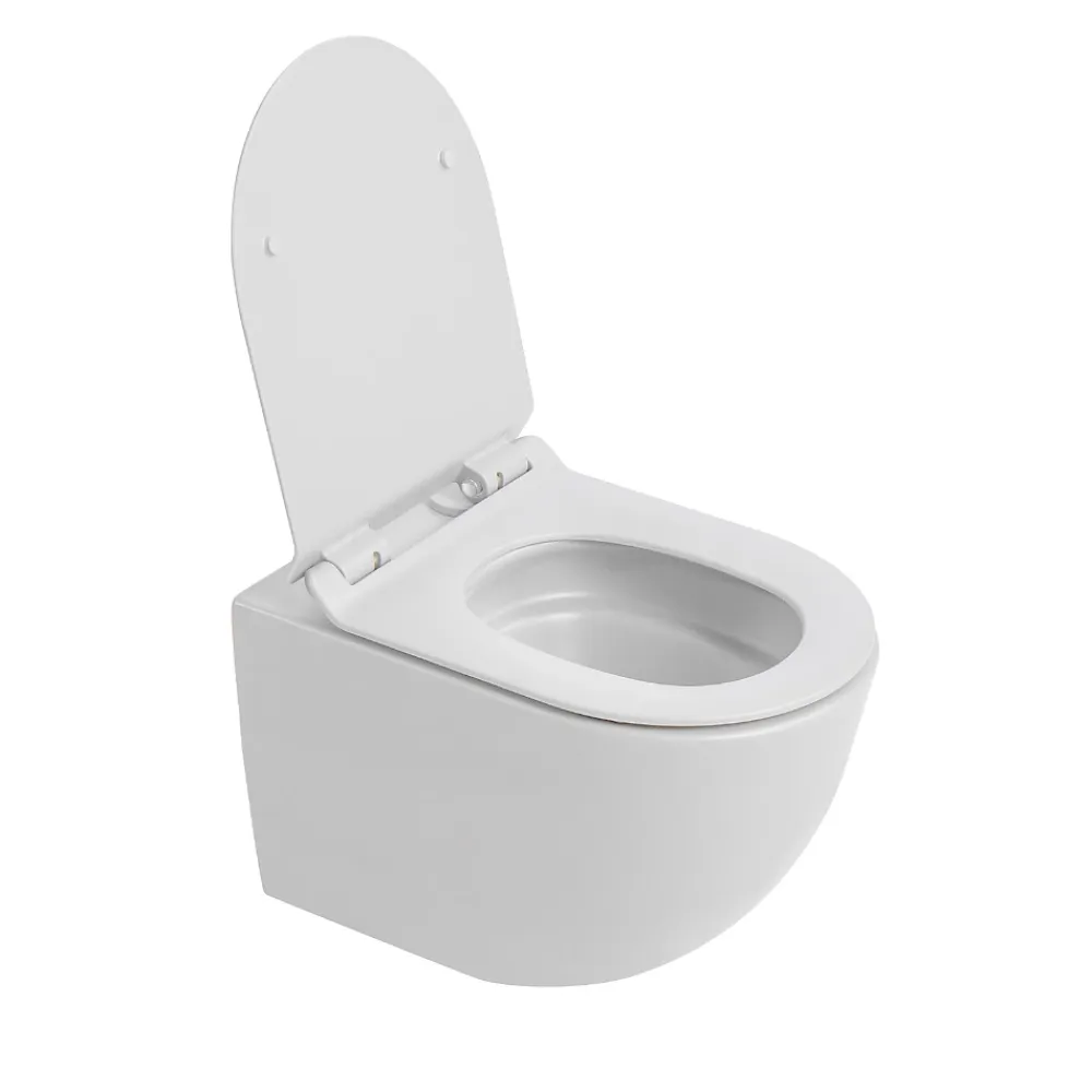 Wc Suspendu|Ceramica PixL WC suspendu en céramique sans bride Tornado Quiet et fixations invisibles + abattant frein de chute, blanc (CEPX010RTORPWM)