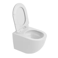 Wc Suspendu|Ceramica PixL WC suspendu en céramique sans bride Tornado Quiet et fixations invisibles + abattant frein de chute, blanc (CEPX010RTORPWM)