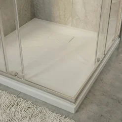 Ceramia PixL 90x90 cm receveur de douche carré à poser BMC avec surface effet pierre, blanc (CERAPX9090W)