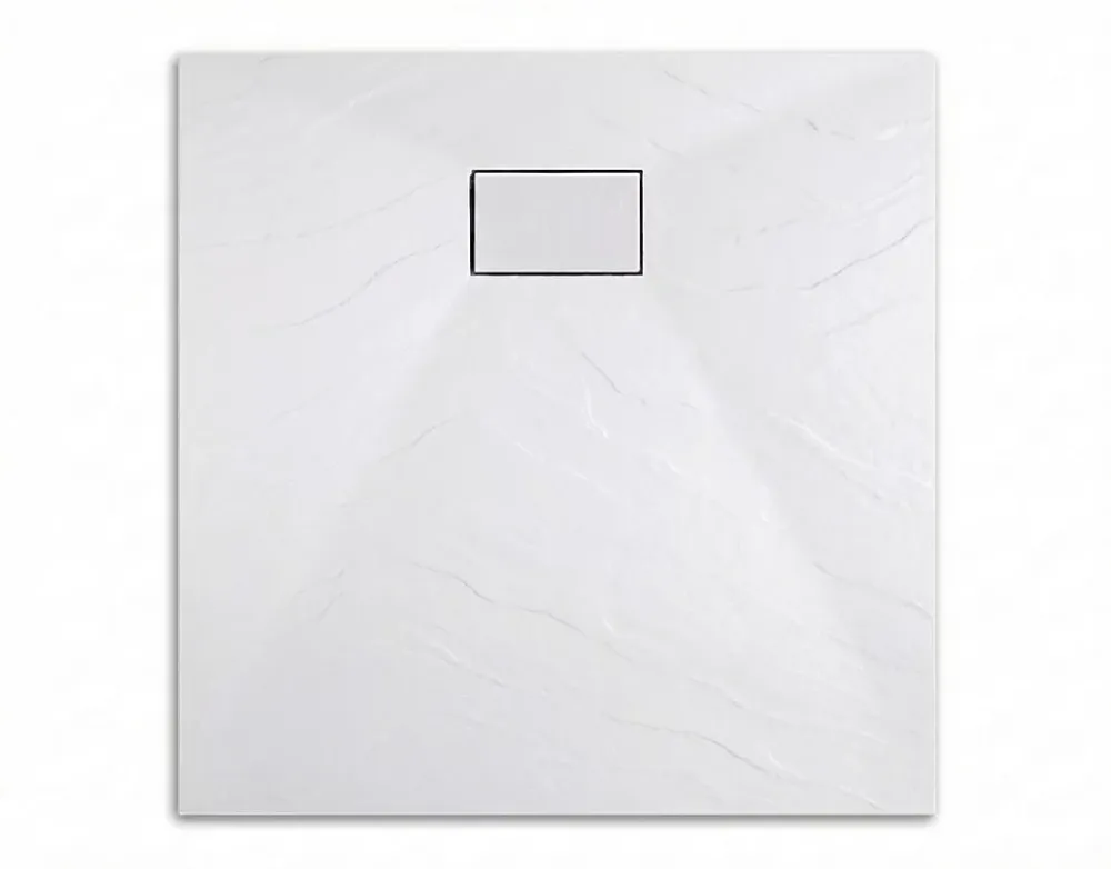 Ceramia PixL 90x90 cm receveur de douche carré à poser BMC avec surface effet pierre, blanc (CERAPX9090W)