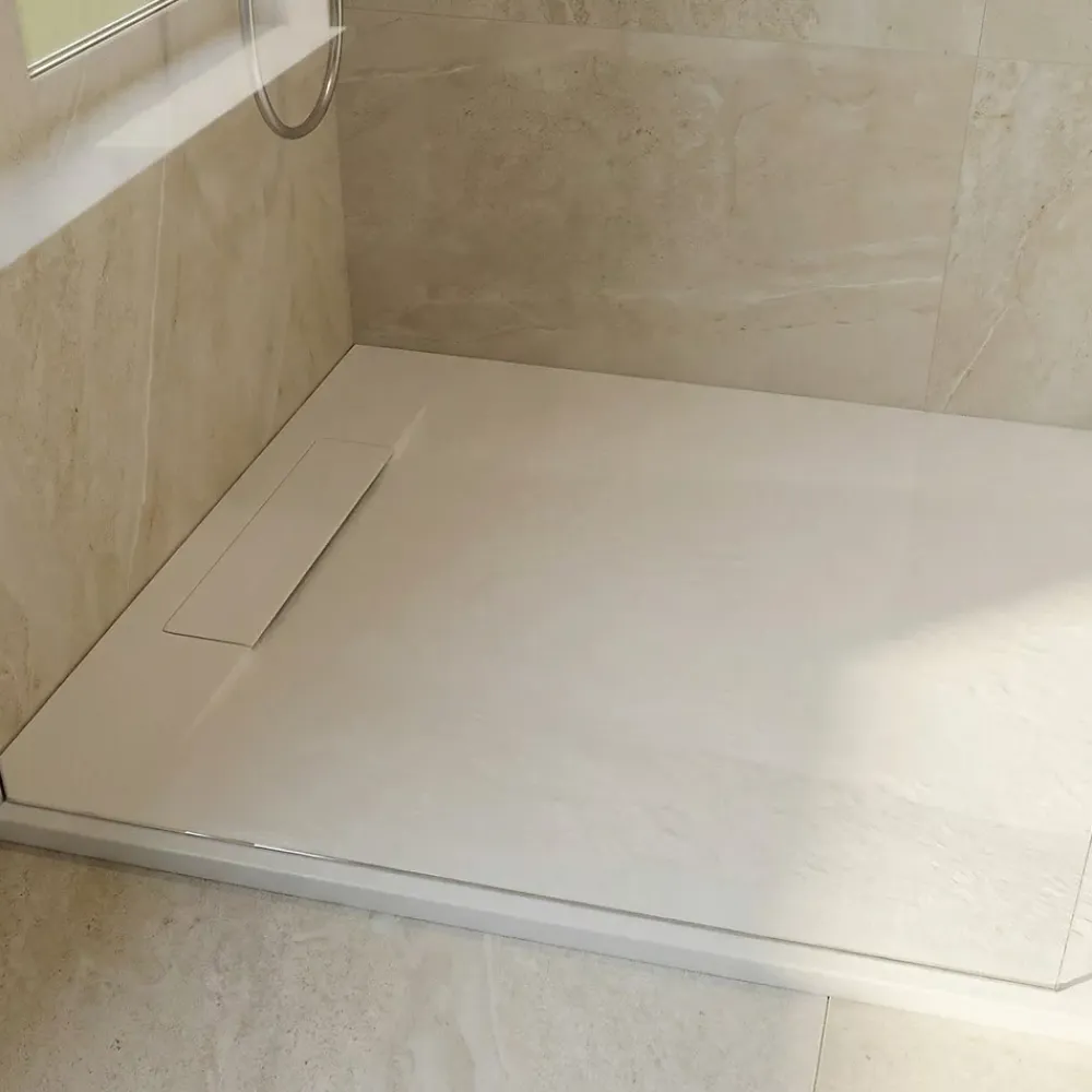 Receveur De Douche|Ceramica PixL 120x90 cm receveur de douche rectangulaire à poser en résine composite avec surface effet pierre, blanc (CERAPX12090W)