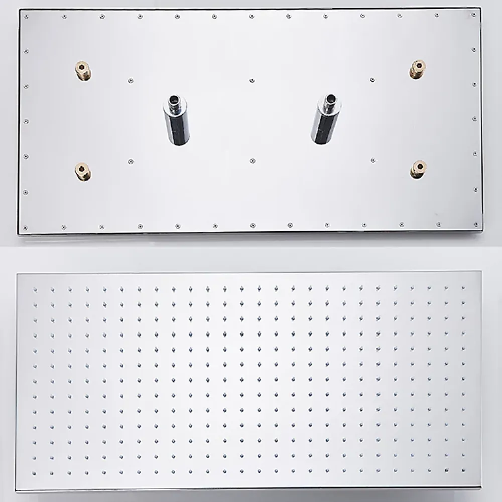 Robinet De Douche|Signature plafonnier chrome LED 80x40 cm avec 4 piliers