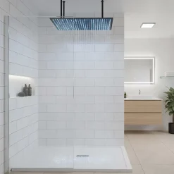 Robinet De Douche|Signature Plafonnier noir mat LED 80x40 avec 4 piliers