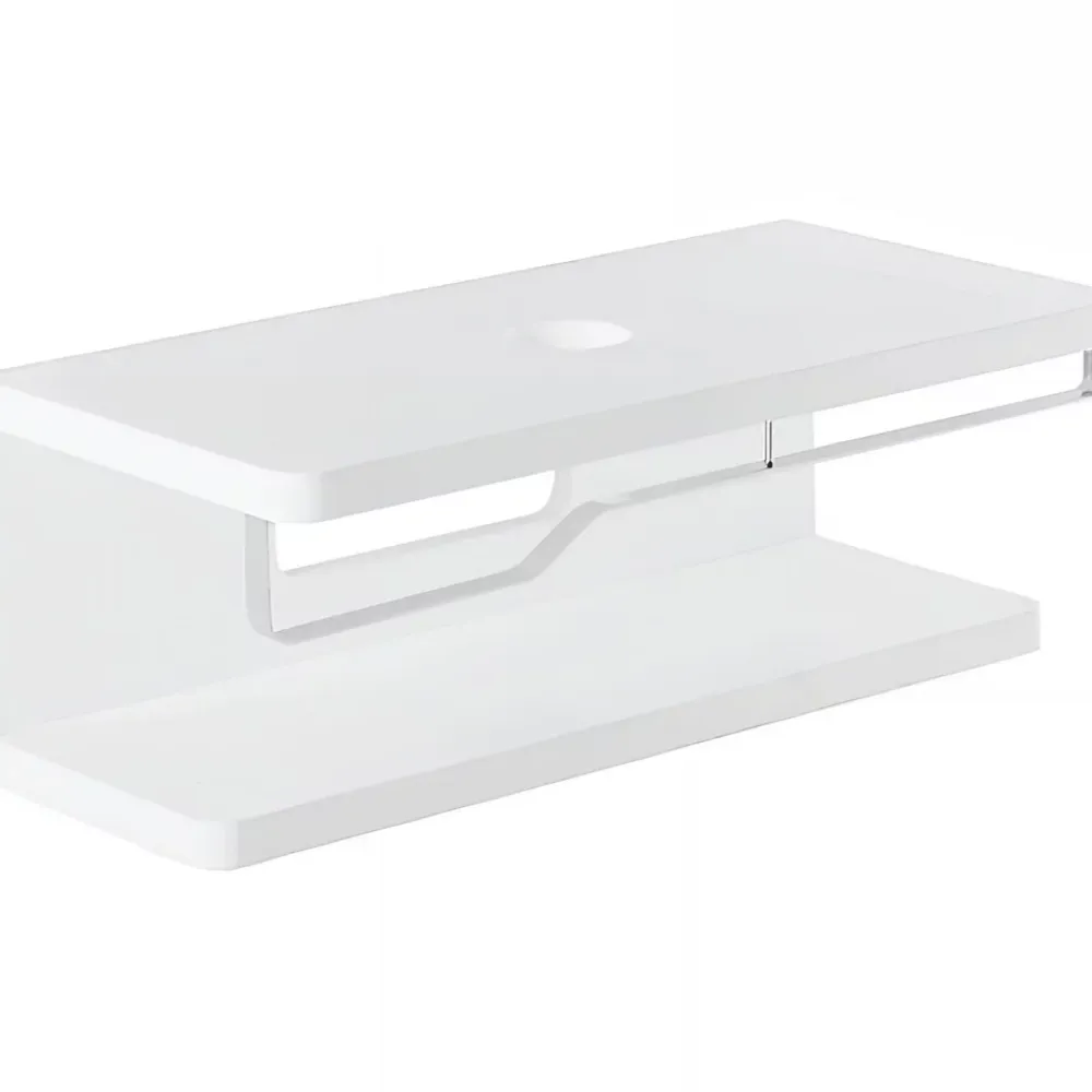 Plan Simple Vasque|Sanindusa Plan de toilette à 2 niveaux pré-percé pour vasque poser HI-dden 100 blanc (vasque et porte serviette non inclus)