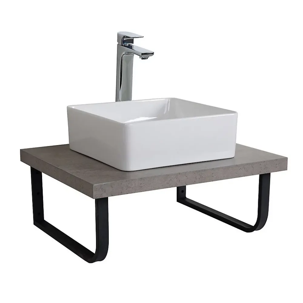 Etagère Salle De Bains|Mob-In Plan de toilette suspendu pour vasque WILL - 60 cm avec équerres métal