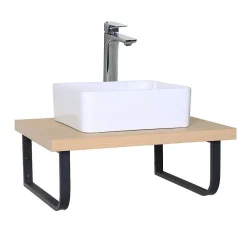 Etagère Salle De Bains|Mob-In Plan de toilette suspendu pour vasque WILL - 60 cm avec équerres métal