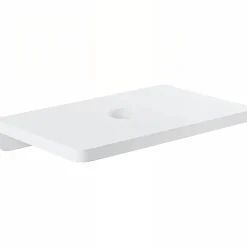 Sanindusa Plan de toilette blanc pour vasque ou lavabo à poser 80x50 trou central de bonde d'évacuation pré-percé Emma 80 blanc