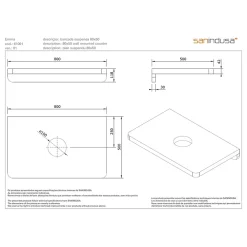 Sanindusa Plan de toilette blanc pour vasque ou lavabo à poser 80x50 trou central de bonde d'évacuation pré-percé Emma 80 blanc