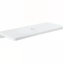 Sanindusa Plan de toilette blanc pour vasque ou lavabo à poser 100x50 trou central de bonde d'évacuation pré-percé Emma 100 blanc