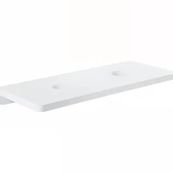 Sanindusa Plan de toilette blanc pour 2 vasques ou 2 lavabos à poser 120x50 pré-percés 2 trous pour bonde Emma 120 blanc