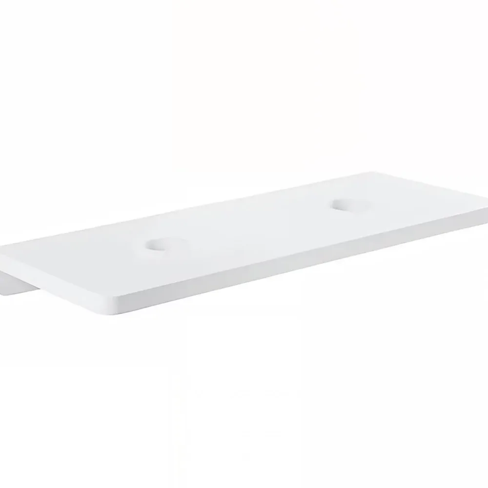 Plan Double Vasque|Sanindusa Plan de toilette blanc pour 2 vasques ou 2 lavabos à poser 140x50 pré-percés 2 trous pour bonde Emma 140 blanc