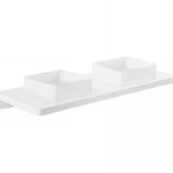 Plan Double Vasque|Sanindusa Plan de toilette blanc pour 2 vasques ou 2 lavabos à poser 140x50 pré-percés 2 trous pour bonde Emma 140 blanc