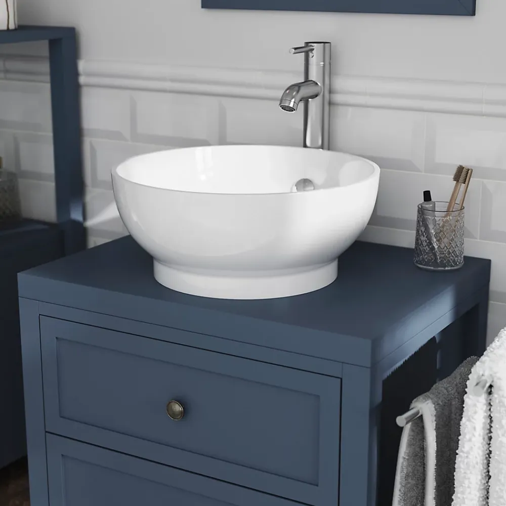 Plan De Travail Buanderie|Plan De Travail Salle De Bains|GoodHome Plan de toilette bleu mat L.60 x l.45 x ép.2,8 cm, Perma