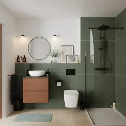 GoodHome Plan de toilette effet marbre vert L.60 x l.45 x ép.2 cm, Cadélia
