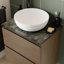 GoodHome Plan de toilette effet marbre vert L.60 x l.45 x ép.2 cm, Cadélia