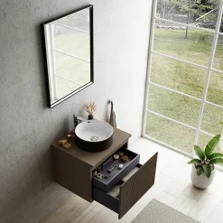 Ipiemme SRL Plan de toilette finition effet noyer L.60 x l.51,5 x ép.2 cm, Pura+