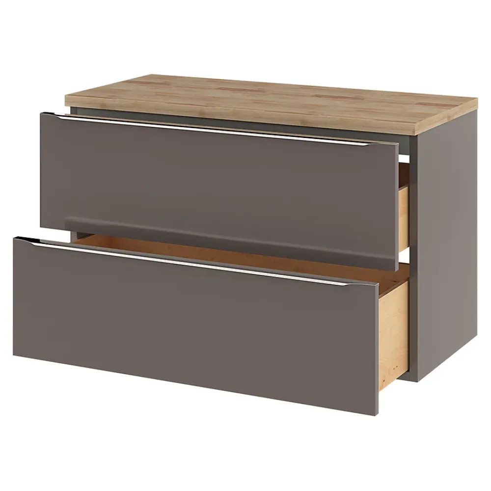 GoodHome Plan de toilette Hartland L. 100 cm chêne