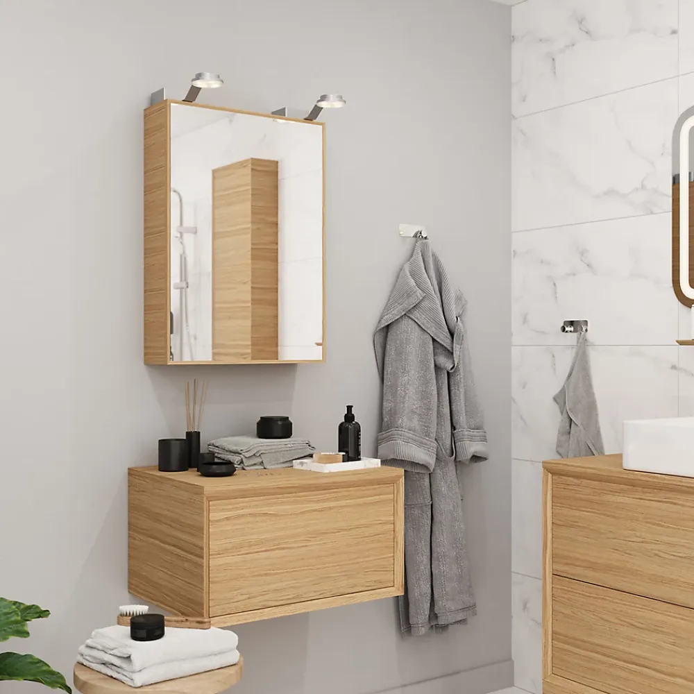 Plan De Travail Buanderie|Plan De Travail Salle De Bains|GoodHome Plan de toilette Avela placage chêne 60 cm