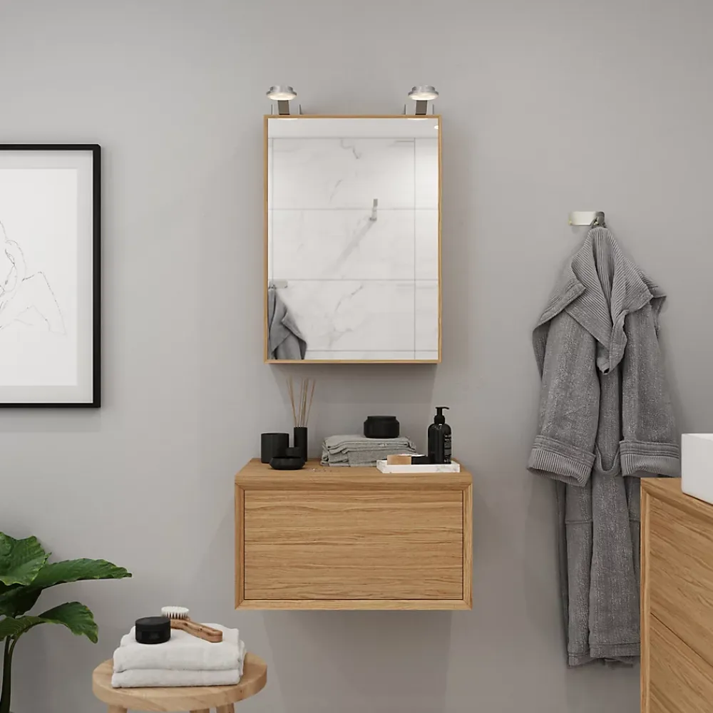 Plan De Travail Buanderie|Plan De Travail Salle De Bains|GoodHome Plan de toilette Avela placage chêne 60 cm