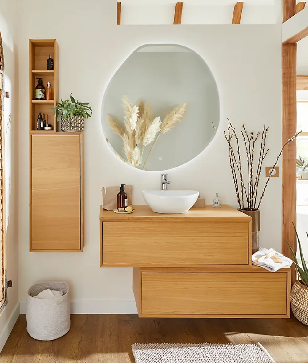Plan De Travail Buanderie|Plan De Travail Salle De Bains|GoodHome Plan de toilette Avela placage chêne 100 cm
