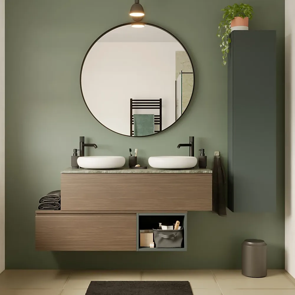 GoodHome Plan de toilette L.120 x l.45 x ép.2 cm effet marbre vert Cadélia
