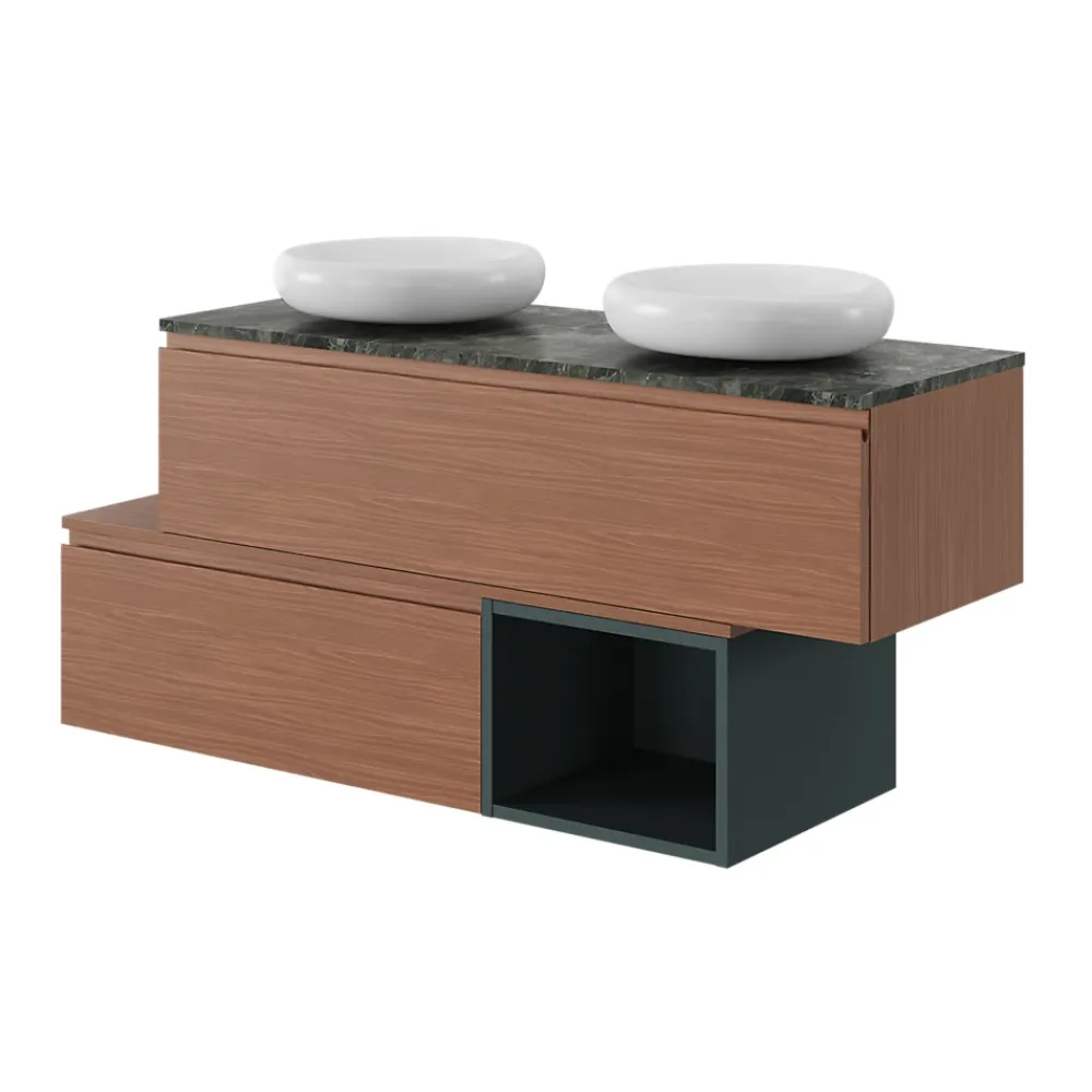 GoodHome Plan de toilette L.120 x l.45 x ép.2 cm effet marbre vert Cadélia