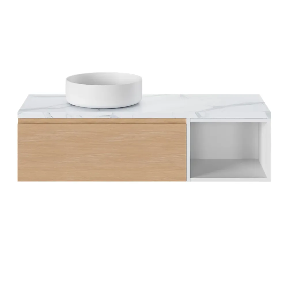 Plan De Travail Buanderie|Plan De Travail Salle De Bains|GoodHome Plan de toilette L.120 x l.45 x ép.2 cm effet marbre blanc Cadélia
